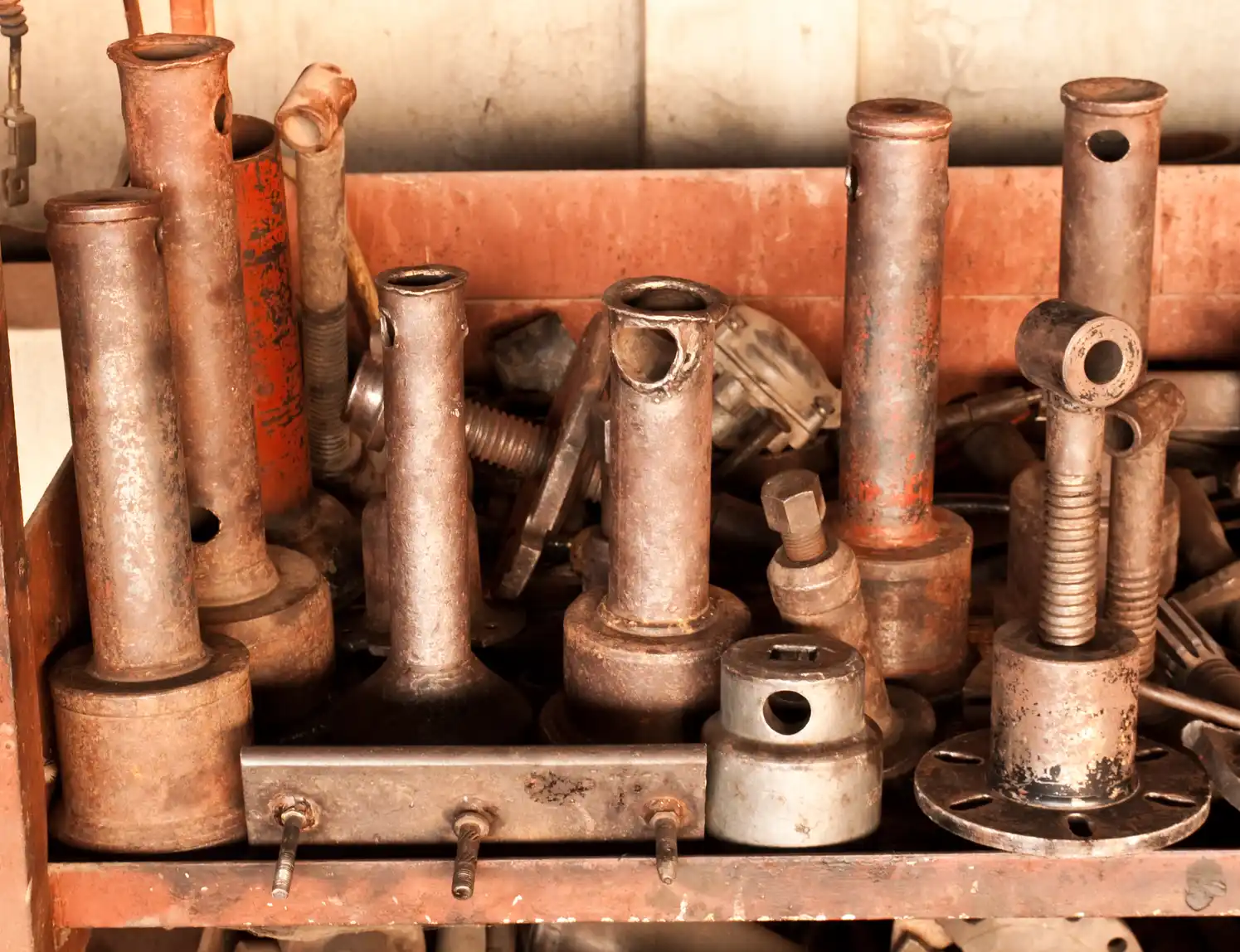 Brass scrap pile at scrapyard showing industrial brass waste collection